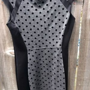 113. Enfocus Petite Polka Dot Black and Gray Dress 10P